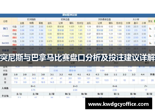 突尼斯与巴拿马比赛盘口分析及投注建议详解